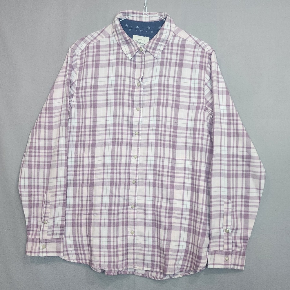 Jachs Girlfriend Plaid Button Down Shirt Purple White‎ Long Sleeve Womens Size M